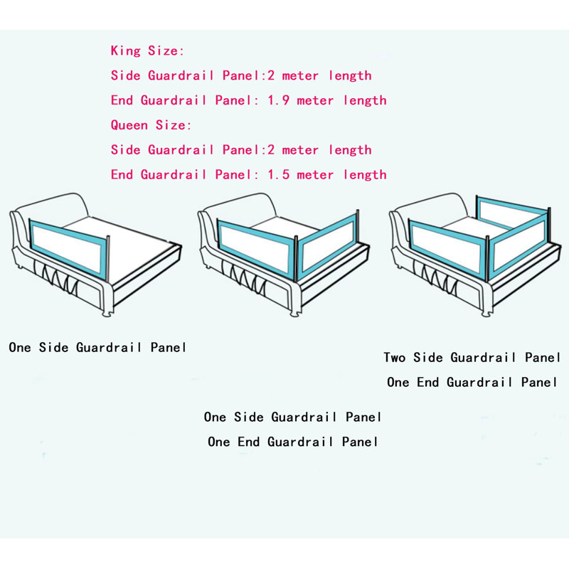 Intexca 1 Set 2M Queen Size Bed Safety Bed Guardrail Bed Fence For Children Toddlers Infants Grey Color Wayfair